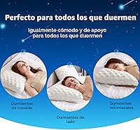 Vista 5 de Almohada refrescante para dormir de lado para dolor de cuello y hombros, almohadas de cama curvadas de espuma viscoelástica triturada de lujo