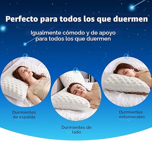 Miniatura 5 de Almohada refrescante para dormir de lado para dolor de cuello y hombros, almohadas de cama curvadas de espuma viscoelástica triturada de lujo