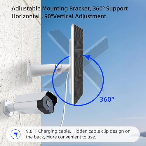 Miniatura 4 de Panel solar para cámara de seguridad al aire libre, cargador de panel solar de 5 W compatible con cámara de batería recargable, con cable de 9.8