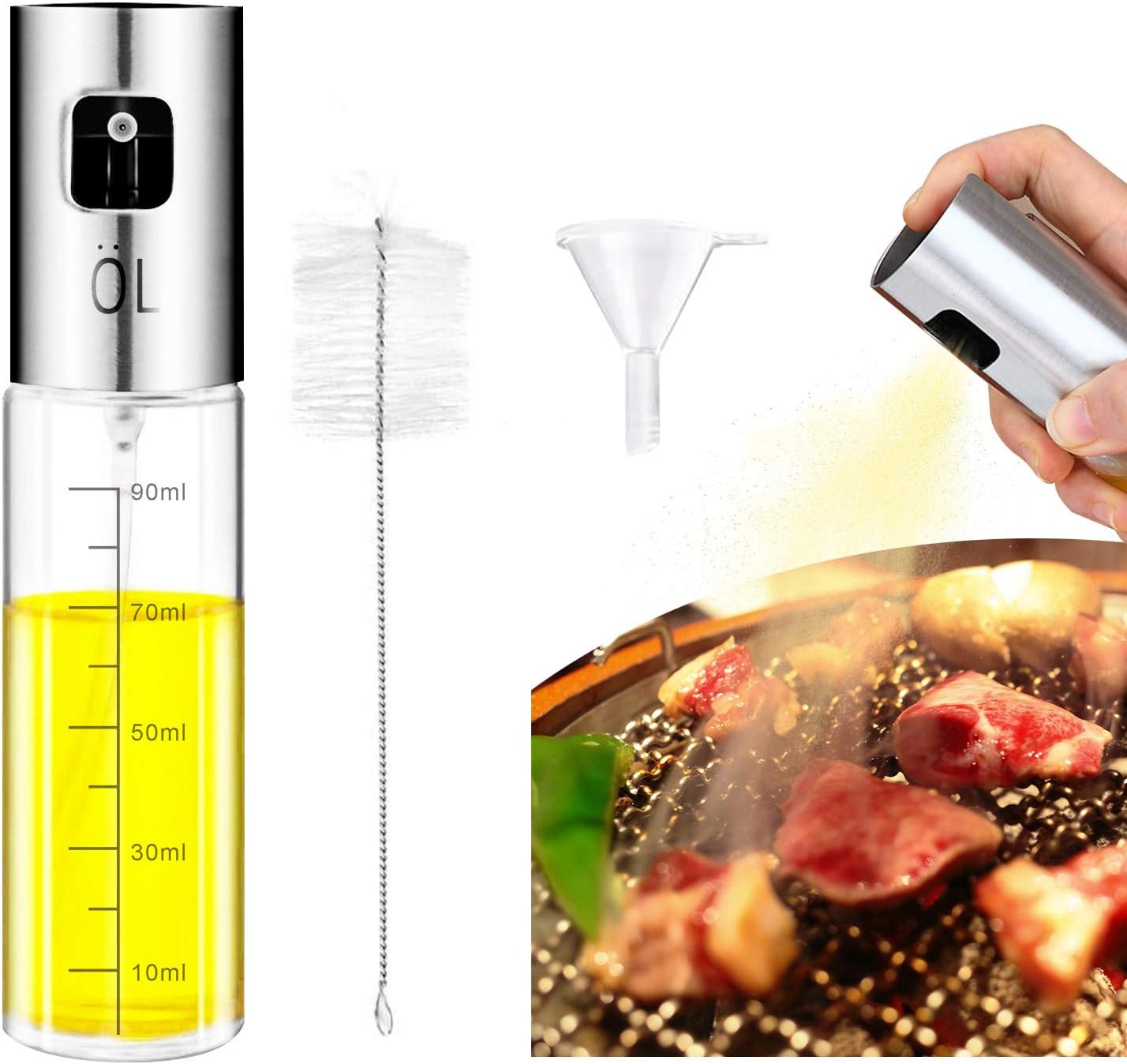 XMythOil Spray Bottle,Spray For Oil,Food-Grade Glass With Scale,For Cooking, BBQ, Salad, Kitchen Baking, Roasting