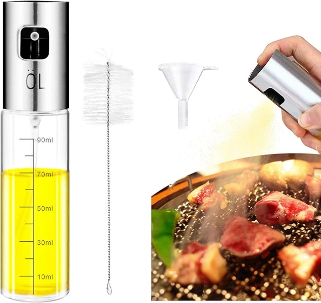 XMyth Olive Oil Sprayer, Oil Sprayer for Cooking with Scale, Food-Grade Glass Oil Spray Bottle Oil Misters Vinegar Bottle Oil Dispenser for Cooking, BBQ, Salad, Kitchen Baking, Roasting