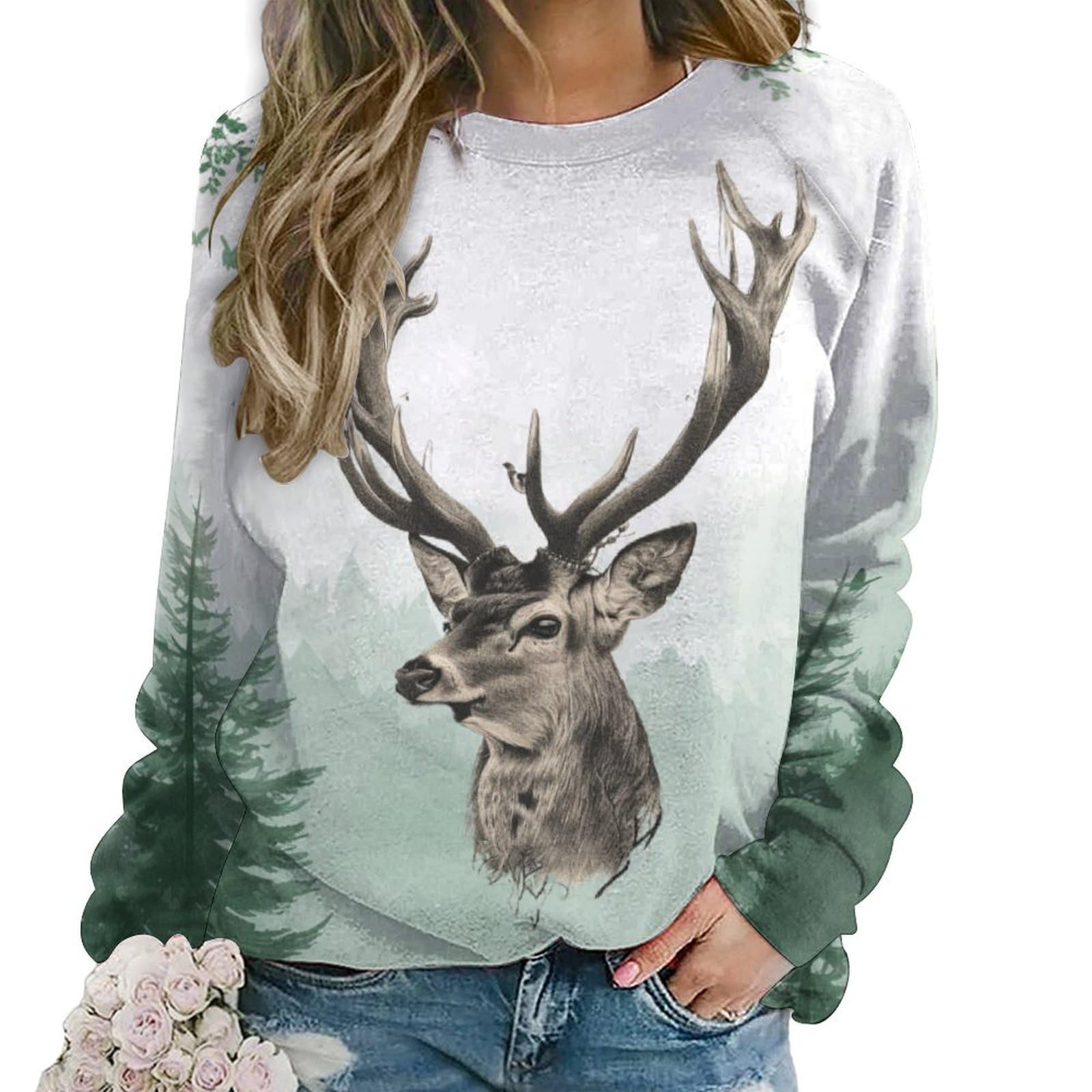 Locker.Ink | The Top Festive Fashion Trends You Need to Know for the Holiday Season ZOCAVIA Moose Forest Sweatshirt