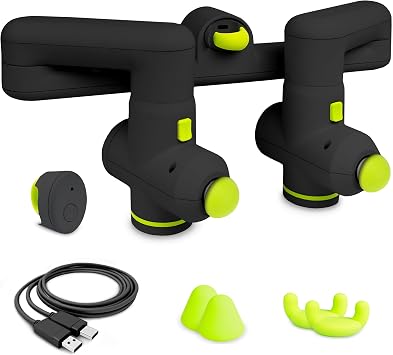 ProsourceFit Dual Pro Percussion Massage Gun, 6 Attachable Pieces for Deep Tissue Relief, Muscle Massager Gun with 4 Speed Levels, Adjustable Handles for Back Massage, and Quiet Portable Relief, Black