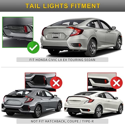 Miniatura 6 de Luz LED para parachoques trasero para Honda Civic LX EX Touring Sedan 2016 2017 2018 2019 2020 2021 Honda Civic LX EX Touring Sedan parachoques