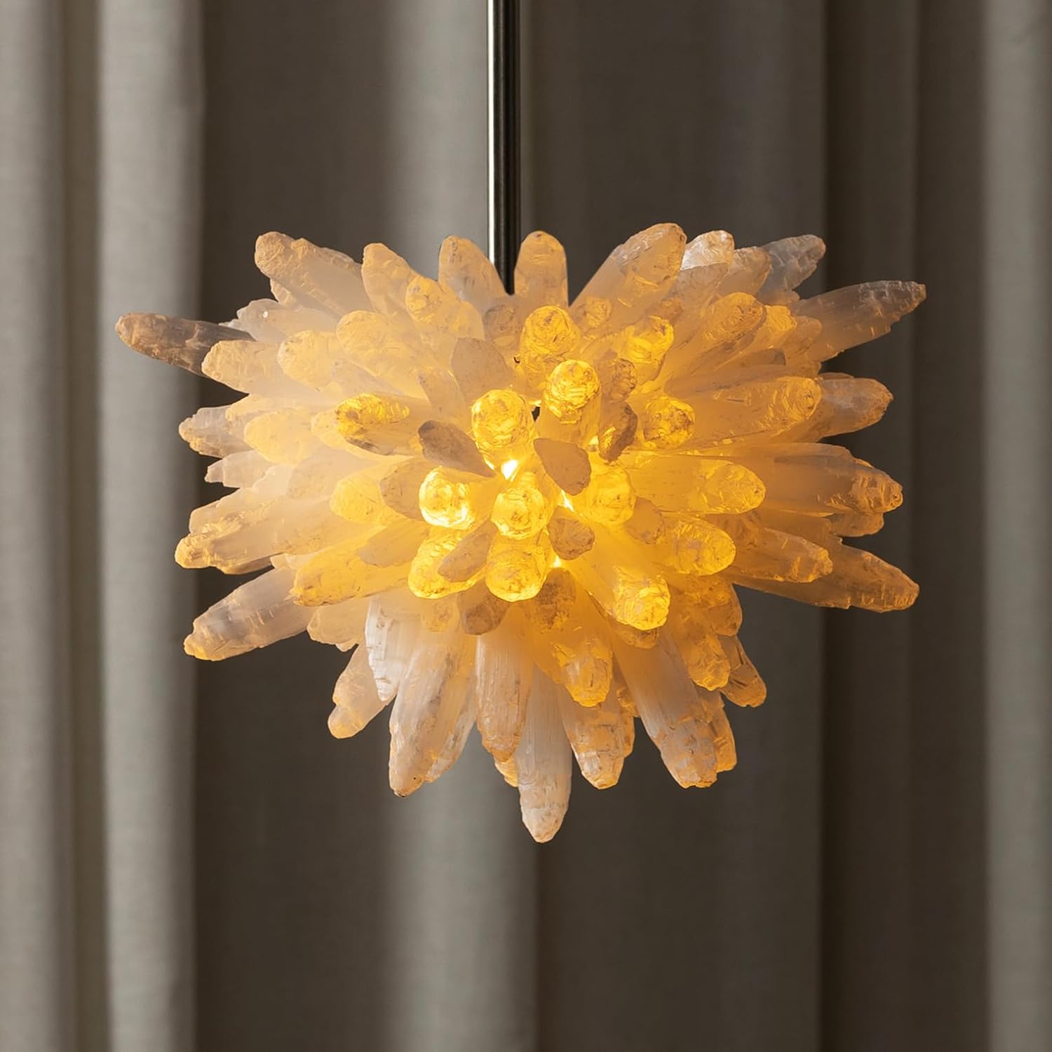 Selenite Crystal Pendant Light, Crystal Planets Ball Sphere Hanging Chandelier,Selenite Ceiling Light Natural Pendant Light Fixtures for Living rooms, Dining rooms, Kitchens & Entryways White