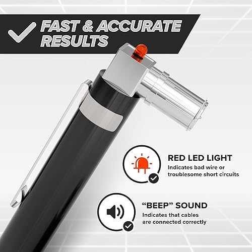 Miniatura 4 de Probador de continuidad de bolsillo coaxial (coaxial) (trazador) con tóner de voltaje (sonido) y paquete de conectores de barril, para prueba,