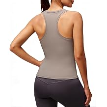 Alaroo Tank Tops for Women Sleeveless Workout Women Tank Tops Racerback Crop Athletic Gym Yoga Pilates Golf Running Shirts Khaki 2XL