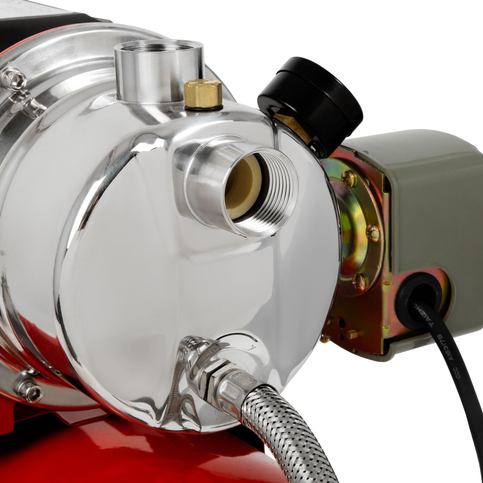 EBERTH Bomba de agua doméstica 3600L/h, 4 bar, 750W, presostato para funcionamiento automático, Depósito de 50L acero pintado, autocebante, altura de aspiración 9m, altura de impulsión 40m