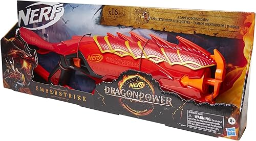 Miniatura 9 de Nerf DragonPower Emberstrike Blaster, inspirado en Dungeons and Dragons, tambor de 8 dardos, 16 dardos Nerf y almacenamiento de dardos