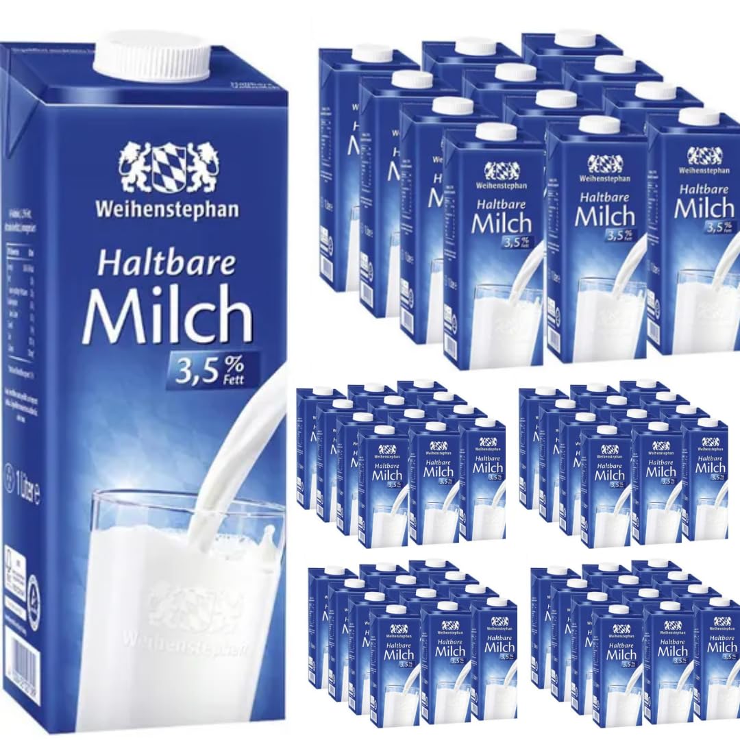 Milch Weihenstephan fettarme H-Milch 3,5% Fett, je 1 Liter, 60 Stück + Pufai