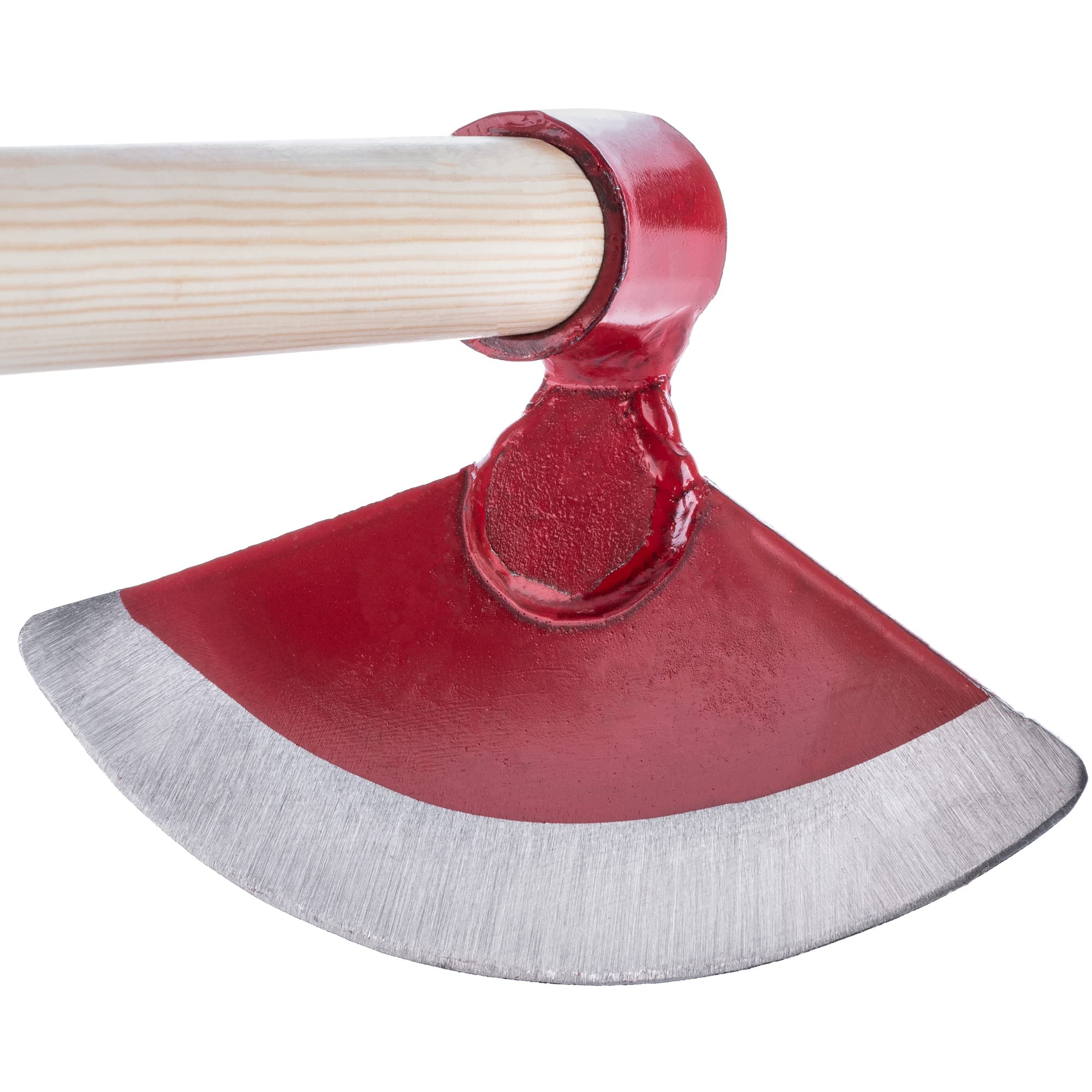 KADAX Hoe Testa di Metallo, Zappa da Giardino con Stelo in Legno, Zappa per Rimuovere Erba, Zappa di Erba, Accessori da Giardino per diserbo (semicircolare, Larghezza: 18 cm, Rosso)