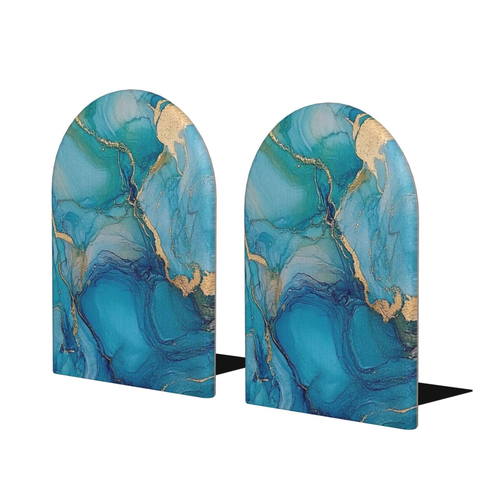Serre-livres en marbre turquoise pour embellir les étagères de votre salon