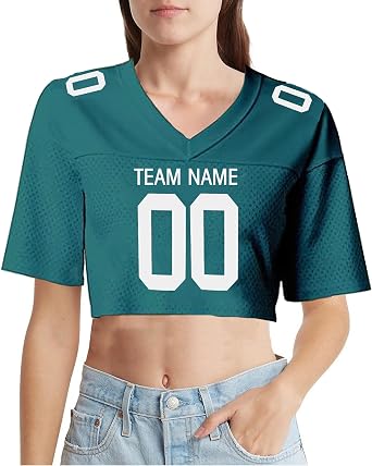 Custom Womens Crop Top,Personalized Cropped Football Jersey,Streetwear Sportswear Hip Hop Hipster Tshirts