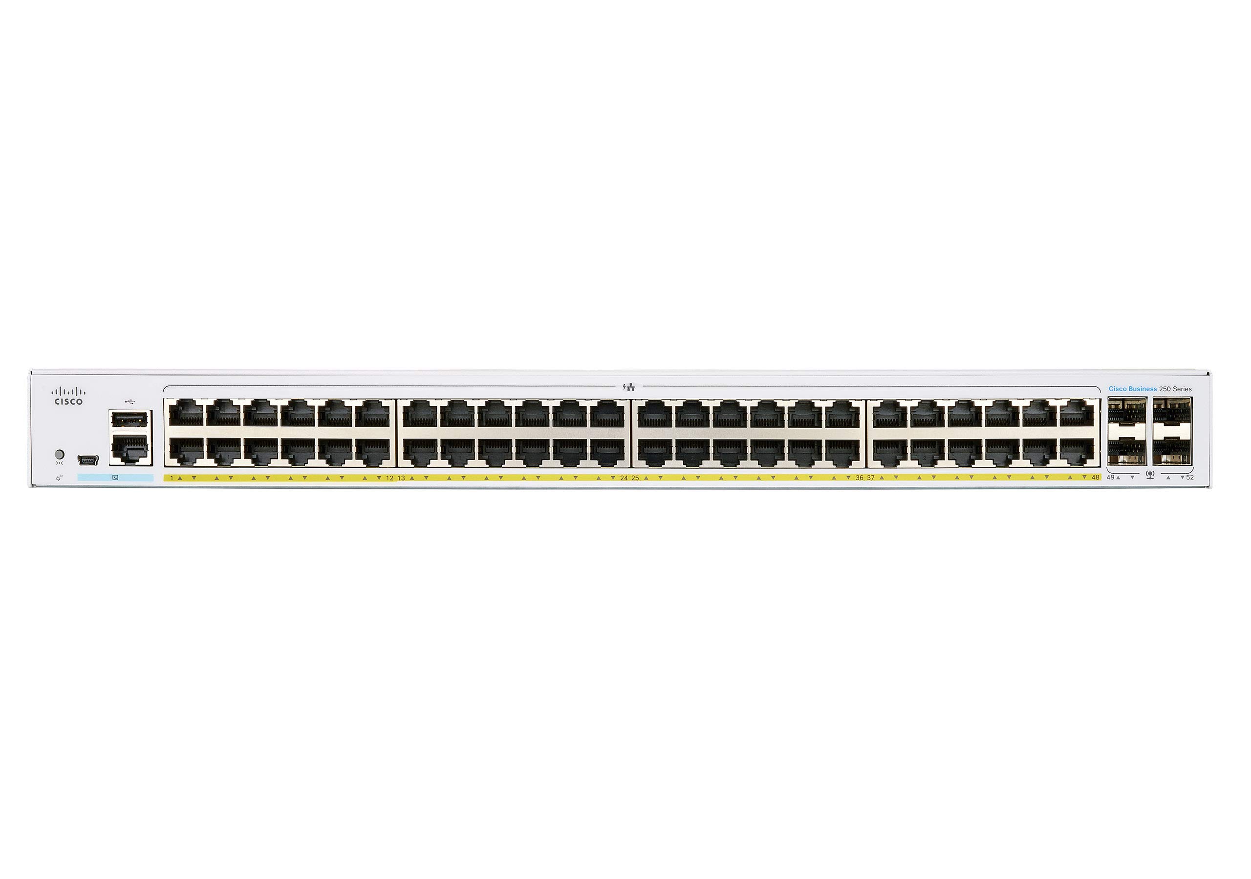 Cisco Switch Inteligente Cisco Business CBS250-48P-4X | 48 Puertos GE | PoE | 4 x SFP+ de 10 G | Protección Limitada de por Vida (CBS250-48P-4X)