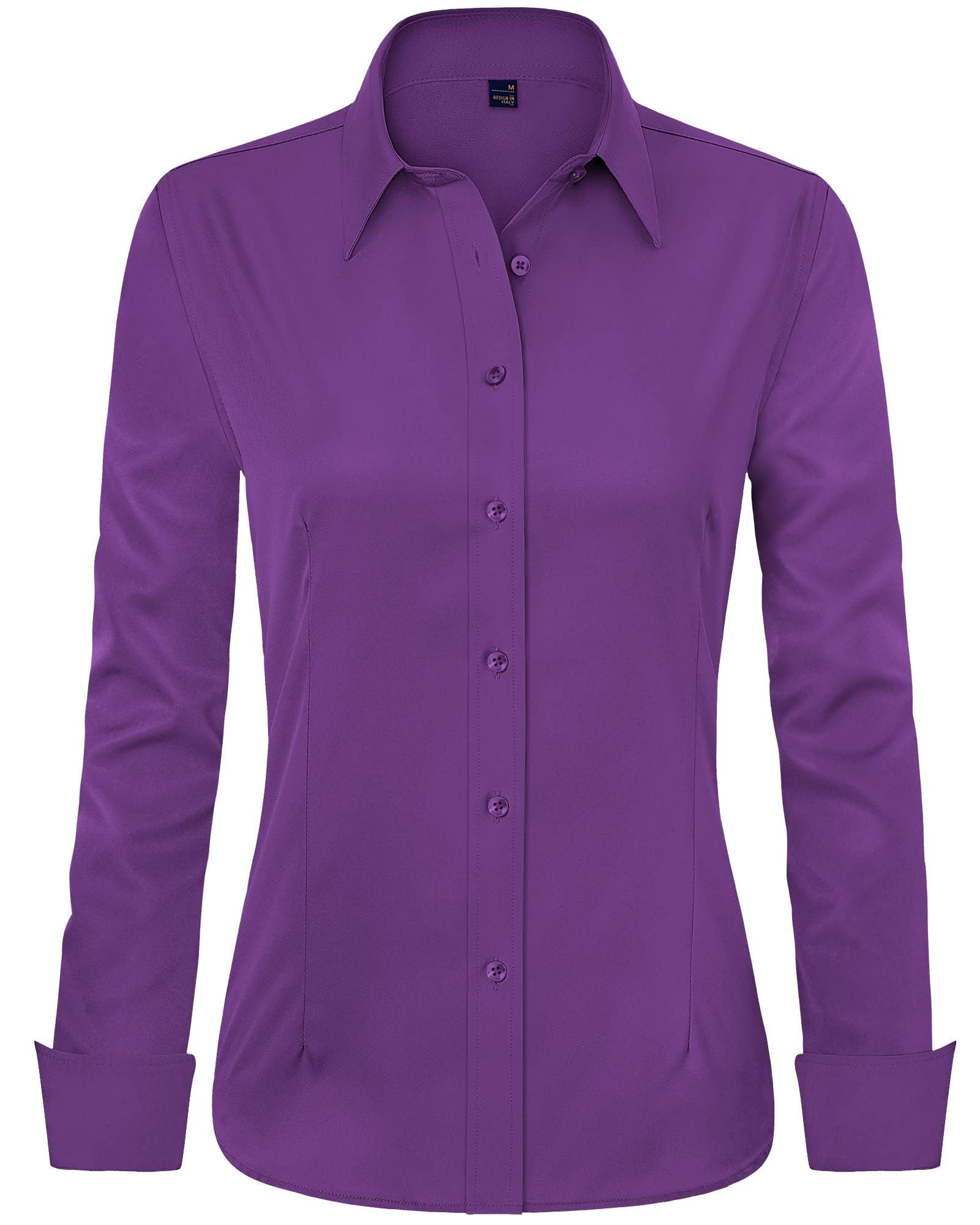 J.VER Womens Dress Shirts Long Sleeve Button Down Shirt Wrinkle-Free Business Casual Blouse Office Work Tops
