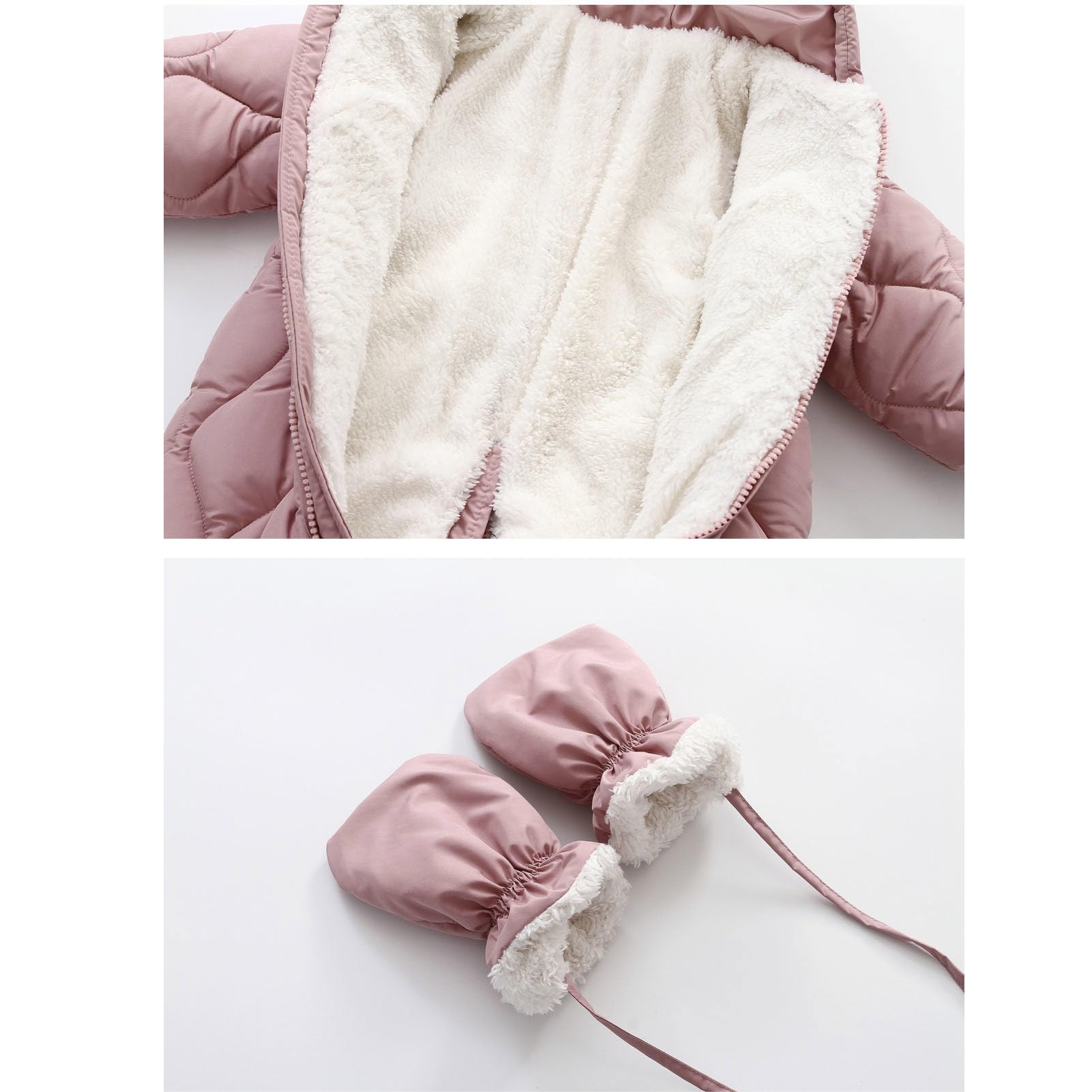 Mono de Nieve para Niños Pelele Bebé con Chalecos Desmontables Abrigo de Invierno 2 en 1 Mono Cálido con Capucha para Bebés Niñas Rosa 3-6 Meses
