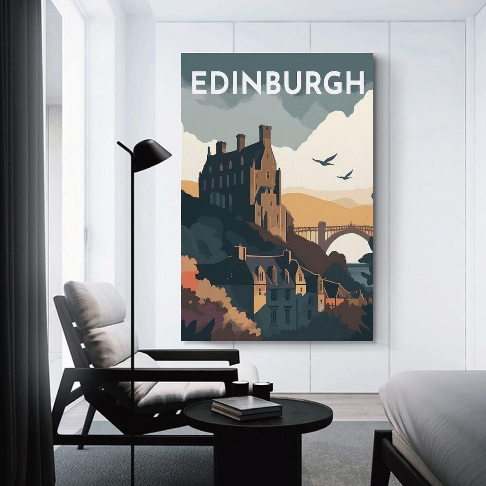 Junmoney Edinburgh Cityscape Home Decor Wall Art, 20x30inch(50x75cm), for Lounge, Bedroom Or Personal Spaces, Gift Idea for Housewarming And Birthdays