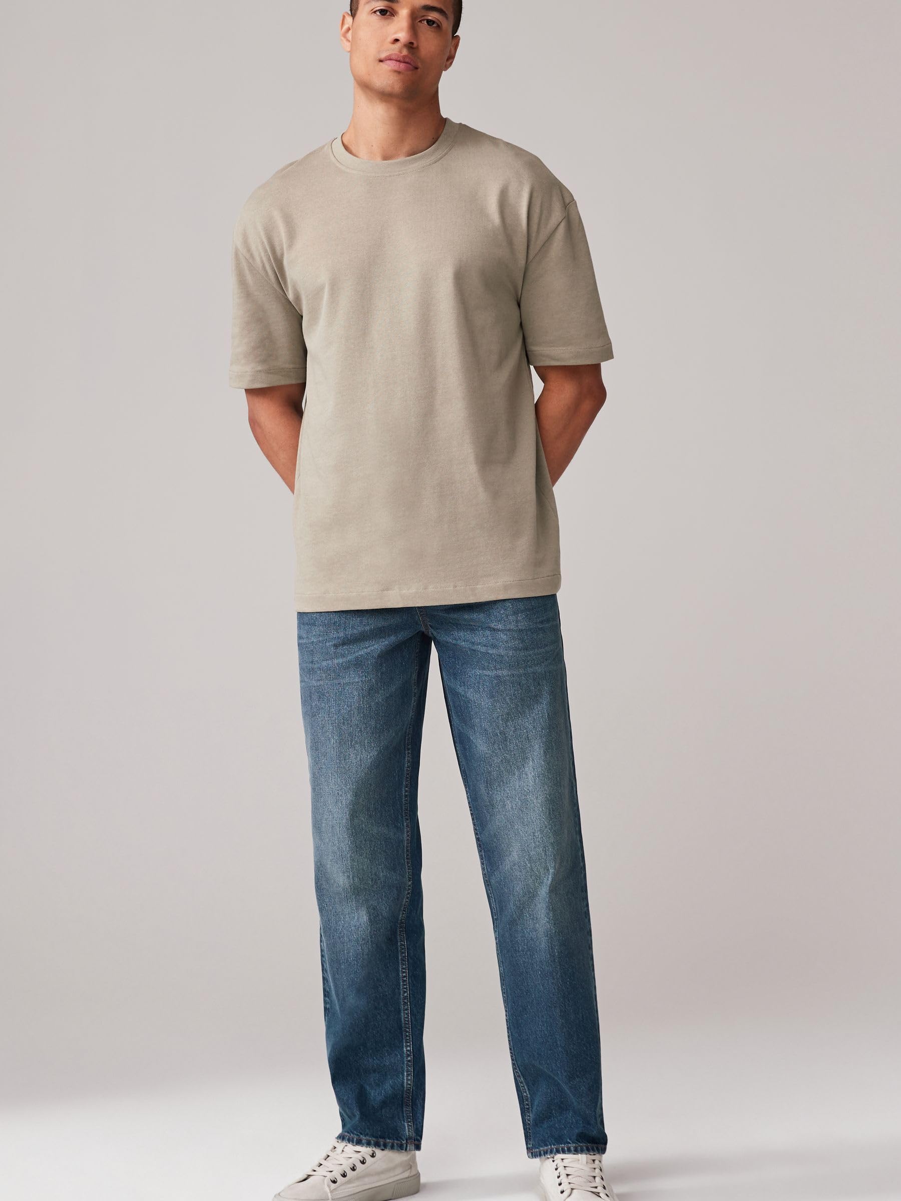 NEXT Mężczyźni Jeansy Authentic o luźnym kroju ze 100% bawełny
