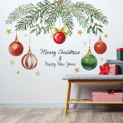 Miniatura 103 de Calcomanías de pared para árbol de Navidad, calcomanías de pared de árbol de Navidad, vinilo de Feliz Navidad, calcomanía de arte de pared extraíble
