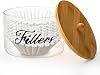 Coffee Filter Holder with Bamboo Lid, Farmhouse Coffee Filter Dispenser Basket for Counter, Glass Coffee Filter Storage Container for Coffee Pod and Filter, Coffee Bar Accessories