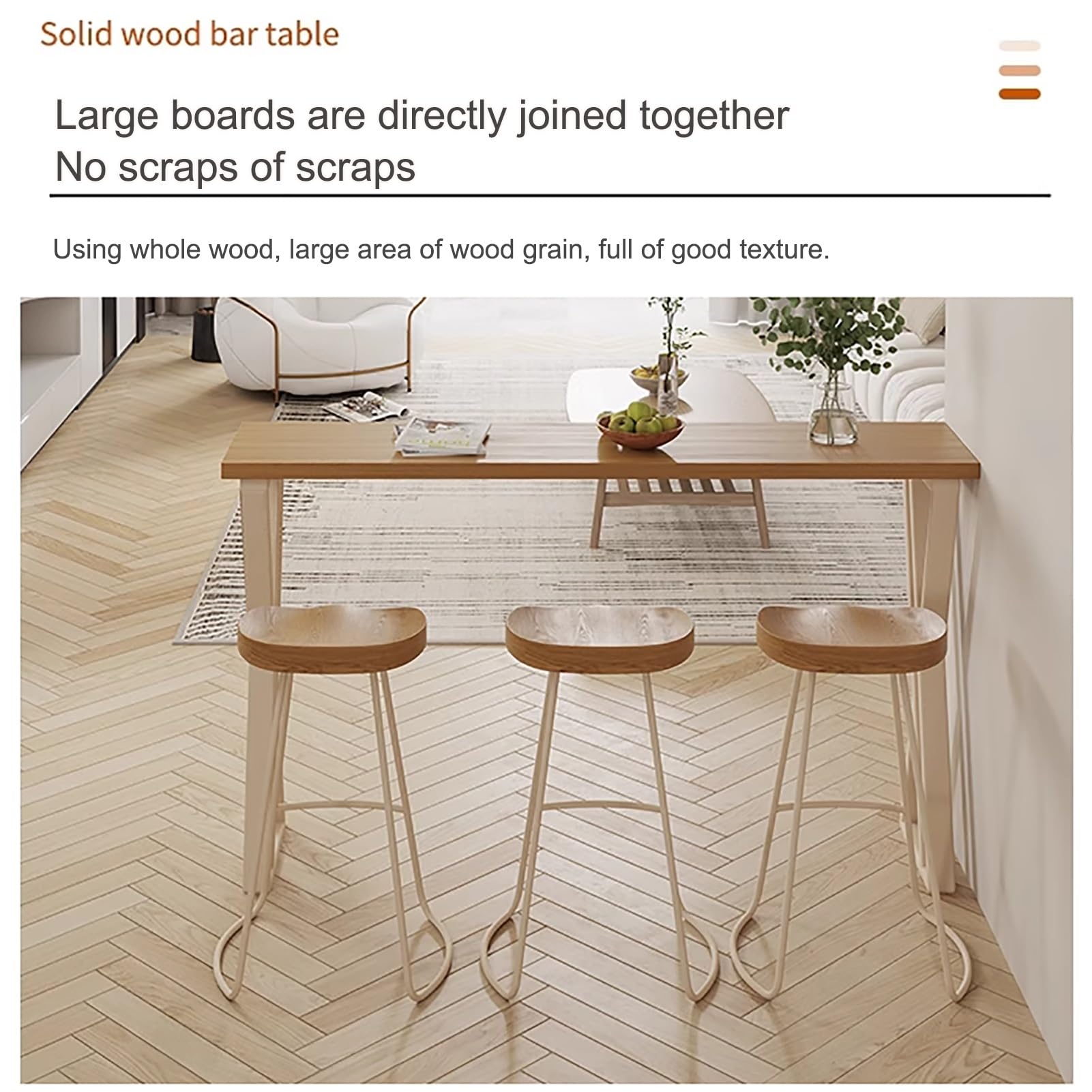 JHDXL Bancone Bar Stile Moderno Industriale, Cucina Alto Con Struttura in Metallo, Tavolo Cucina con 3 Sgabelli, per Cucina, Sala da Pranzo, Soggiorno