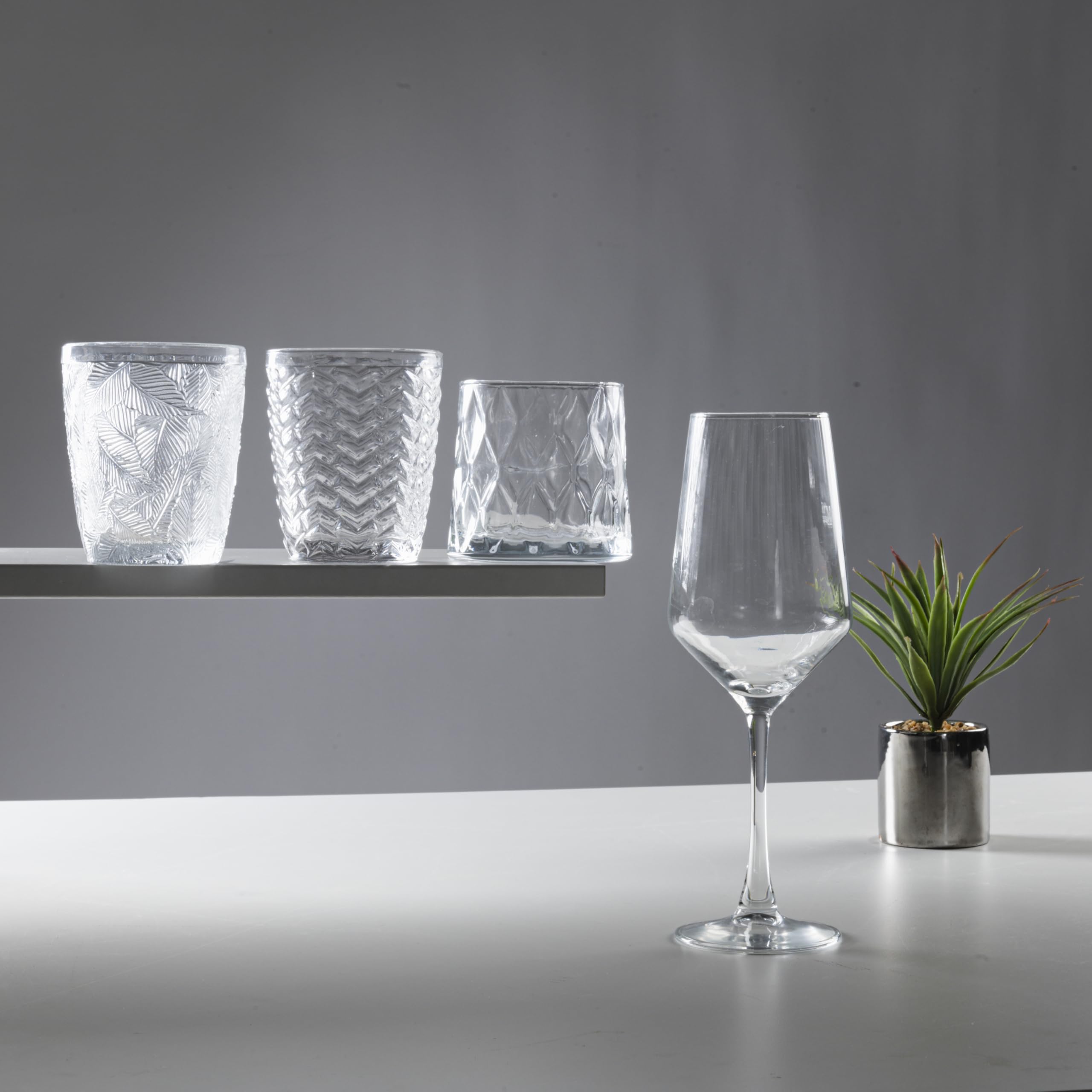Set 6 Bicchieri Per Acqua Villa D'Este Tivoli 1996 - Vetro Soda Lime, Capacità 285 Ml, Design Geometrico