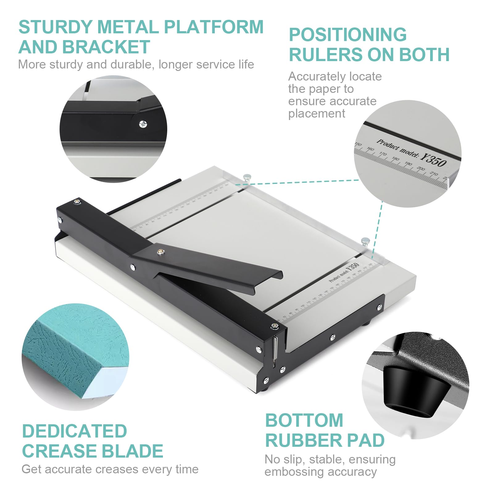 Manuelle Papierfalte 34 cm Falzmaschine mit erweitertem Positionierungsblock, Papierordner, Faltmaschine für Papierbuchumschläge, Karton, Broschüren, Einladungen