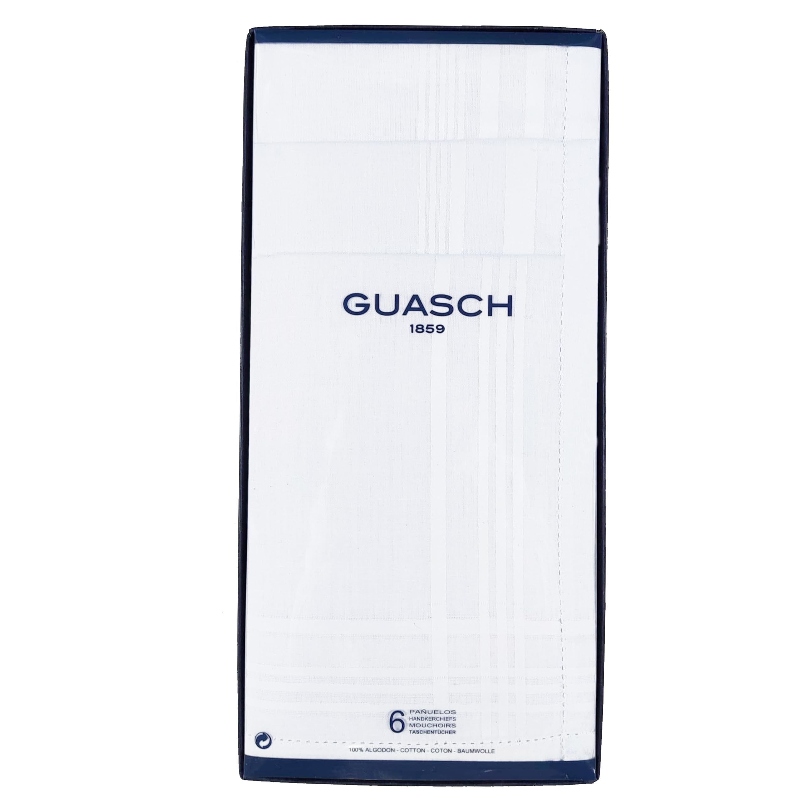 Guasch - Pack 6 Pañuelos Hombre Blancos 100% Algodón - BLANCO, U