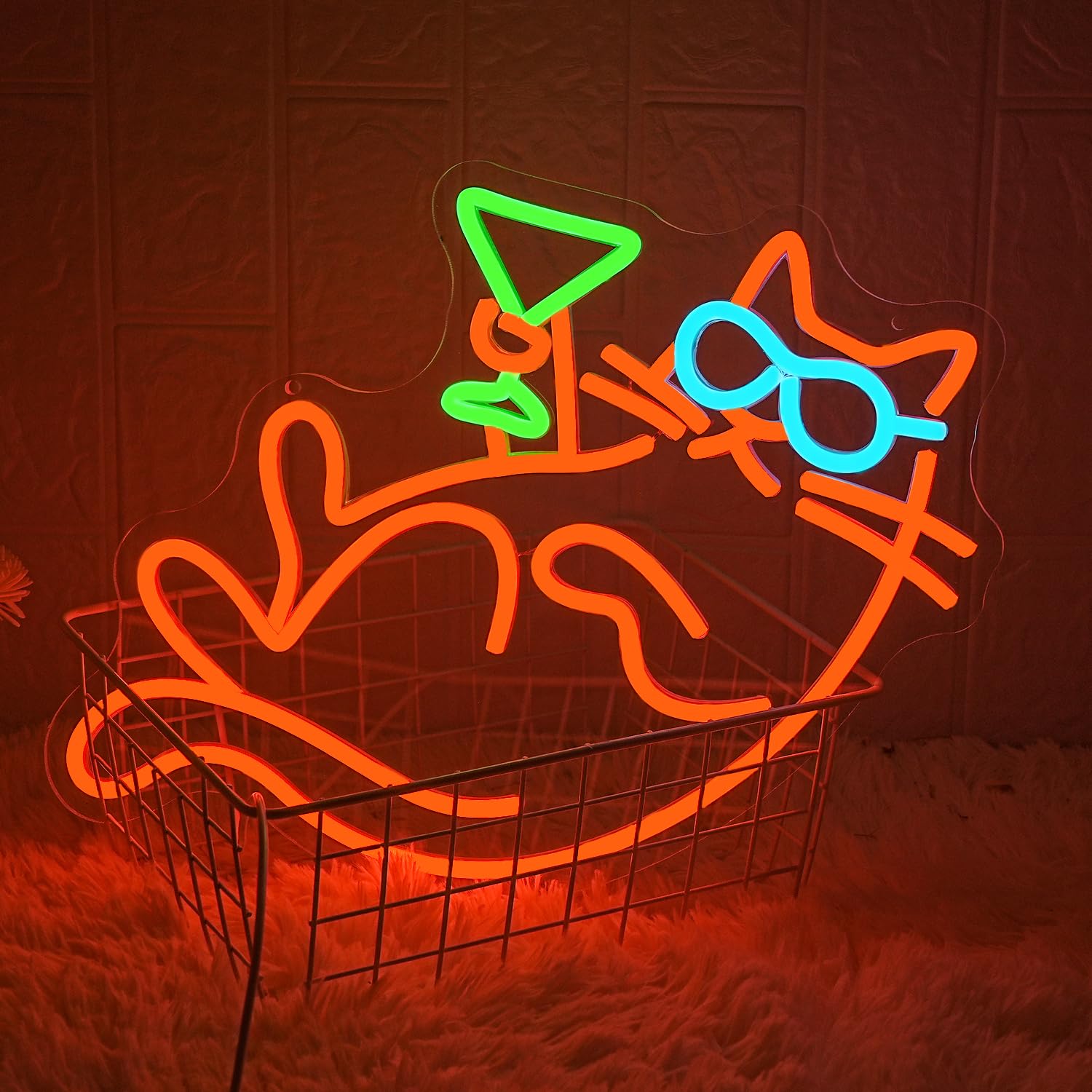 LMSIGNLY Cat Martini Neon Sign for Wall Decor Bar Neon Light Red Cat with Glasses Drink Beer LED Sign Dimmiable LED Neon Light Sign for Bar Kidsroom Business Bedroom Game Room - Image 4