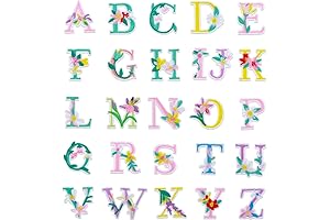 Yolev Sew Embroidered Patches: A-Z Flowery Alphabet Adornments