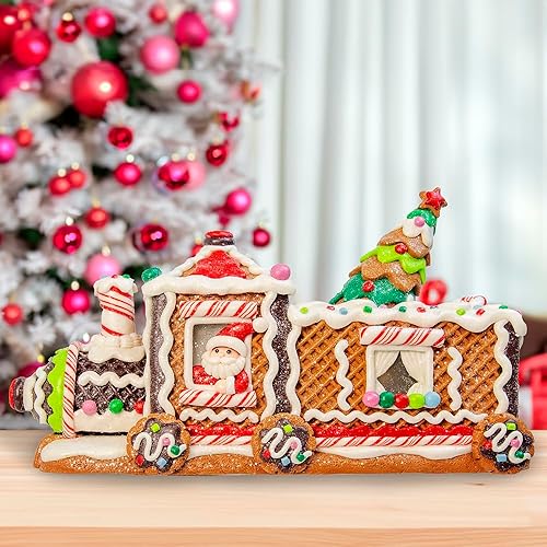 Miniatura 3 de Kurt Adler - Tren de pan de jengibre LED de 7 pulgadas con pieza de árbol