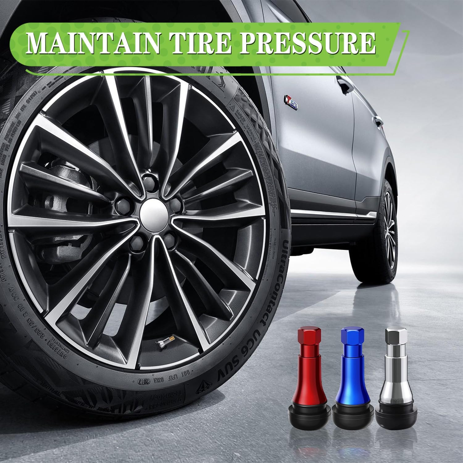 5pcs TR413 Chrome Rubber Valve Stem for 0.453 Inch Rim Holes | Universal Snap-in Tire Valve Stem Fit for Cars & Trucks (Sliver)