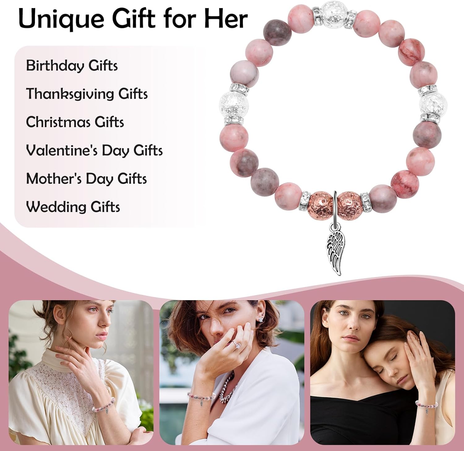 Mwphuy Religious Quote Faith Bracelet Christian Gifts for Woman Friend Daughter Sister Grandma Godmother Beaded Bracelet Confirmation Baptism Gifts for Her Bible Verse Christmas Birthday Gift - Image 6