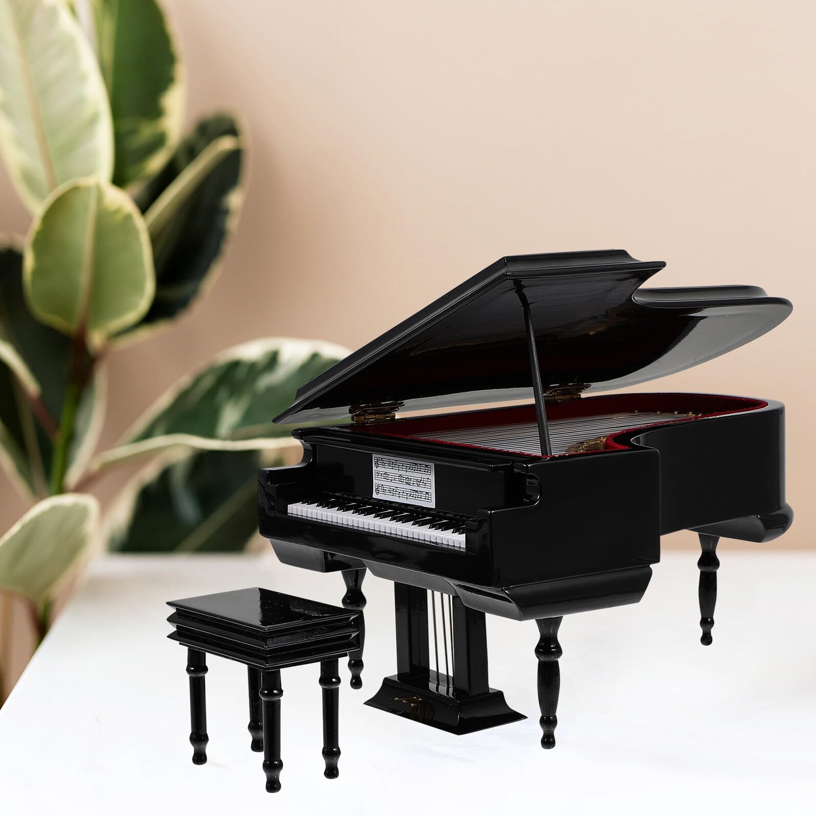 TOYANDONA Carillon Mini Pianoforte in Plastica e Metallo Nero, Decorazione da Tavolo Portatile per Casa o Ufficio, Regalo per Musicisti e Pianisti