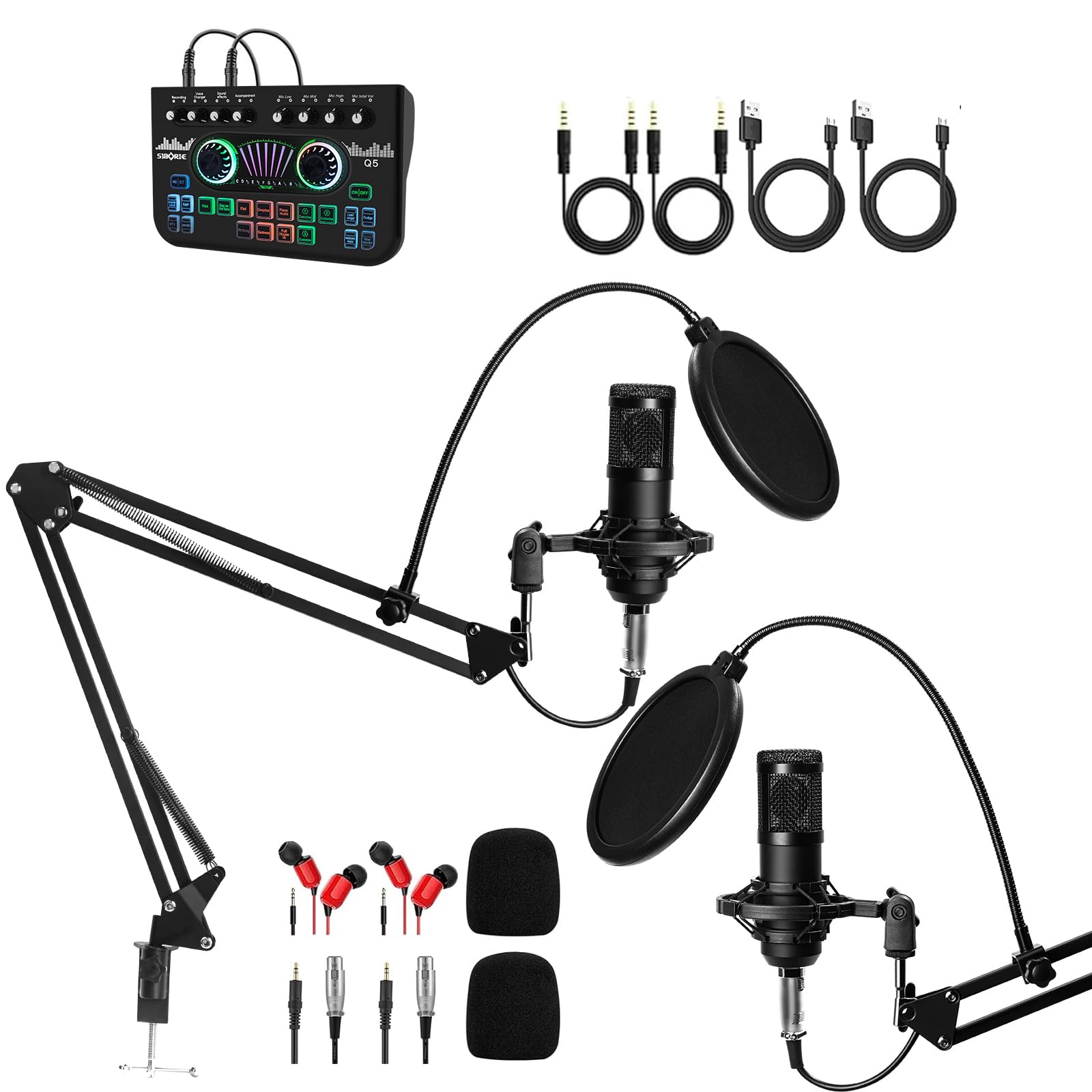 Photo 1 of TROKUZEN Podcast Equipment Bundle for 2, Voice Changer with Podcast Microphone Bundle - Studio Condenser Microphone Perfect for Podcasting, Recording, Singing, Streaming and Gaming