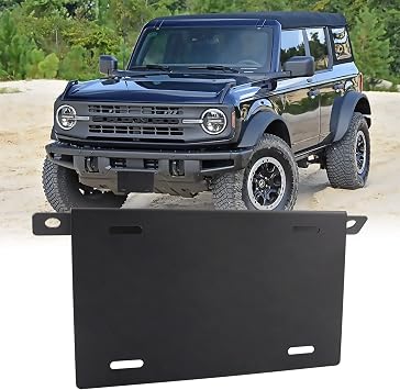 Front License Plate Bracket for Ford Bronco, Steel License Plate Mounting Holder Front License Plate Frame Compatible with 2021 2022 2023 2024 Ford Bronco, Black
