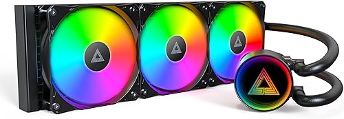 MONTECH Lightflow ARGB 360 Black - Enfriador líquido de CPU AIO ultra silencioso, bomba de 3100 RPM, ventiladores triples silenciosos, radiador de