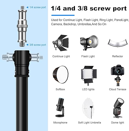 Miniatura 3 de Soporte de luz resistente de 9.8 pies/9.8 ft, trípode de fotografía, soporte de luz de metal ajustable acolchado con bolsa de transporte de 1/4 a
