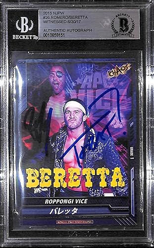 Trent Beretta Rocky Romero Signed 2015 New Japan Pro Wrestling Card BAS COA WWE - Autographed Wrestling Cards