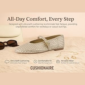 CUSHIONAIRE Women's Bistro Woven Mary Jane Flat | Ubuy