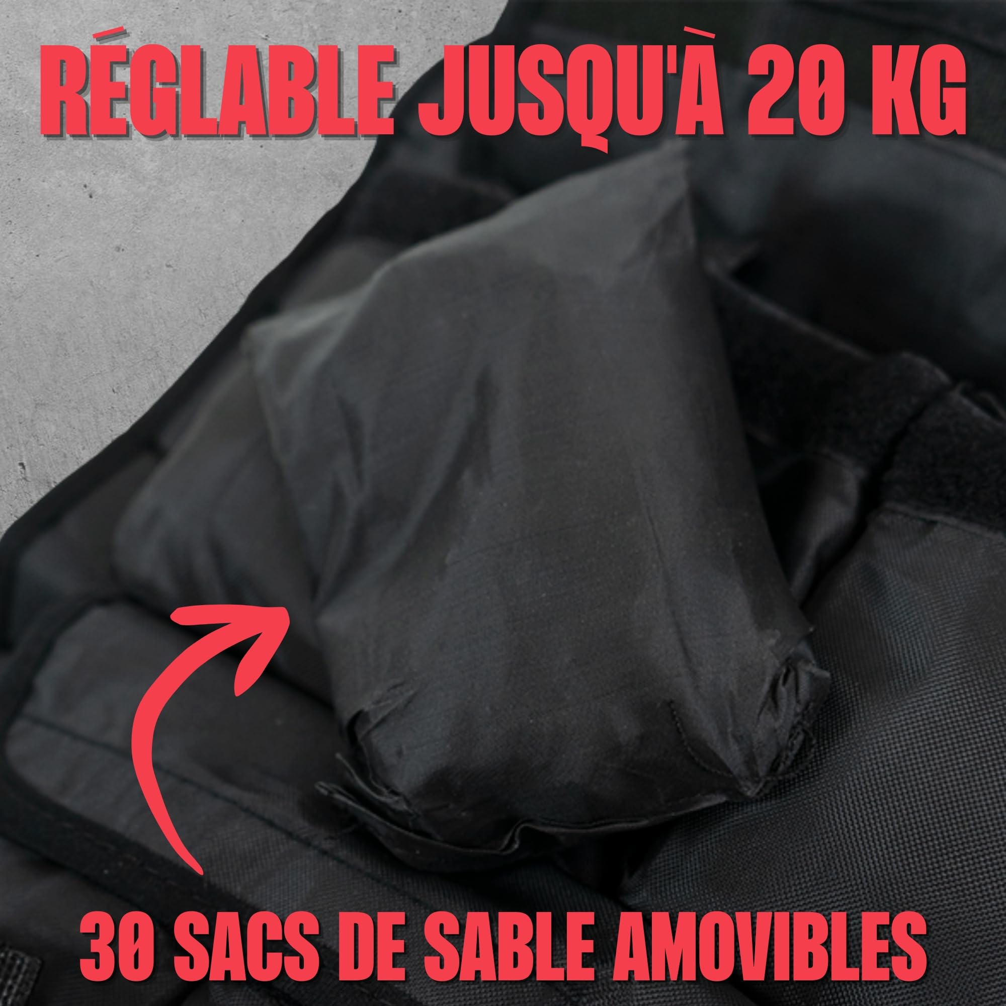 Matchu Sports - Gilet lesté 20 kg - réglable - noir - pour fitness et course - acheter un gilet lesté - gilet lesté - gilet lesté