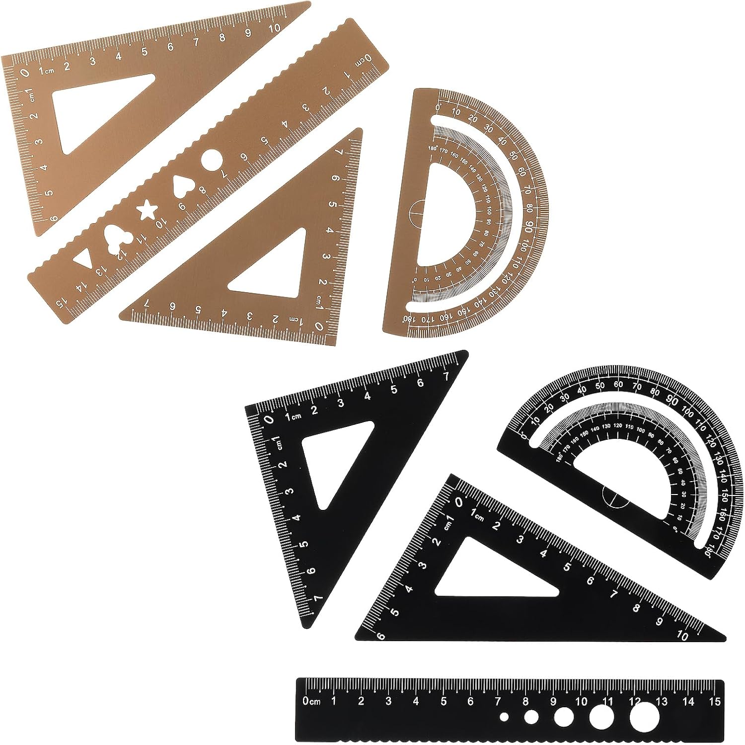 Prasacco 8 Pieces Metal Protractor, Geometry Set Aluminum