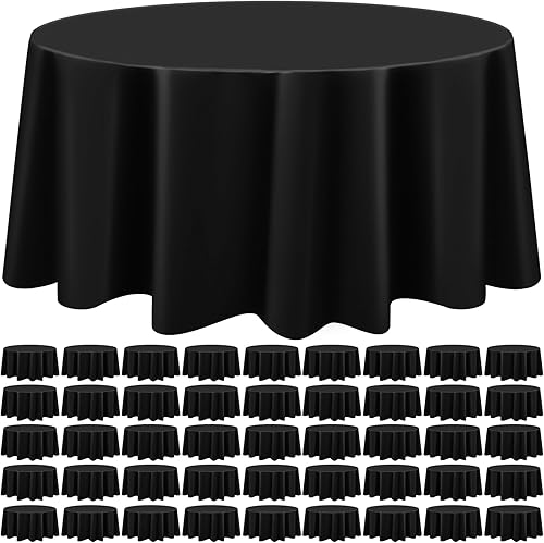 Preboun 50 manteles redondos de plástico color verde de 84 pulgadas, desechables, manteles redondos decorativos para interiores y exteriores,
