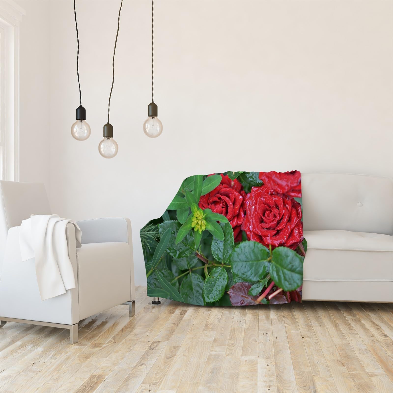 Generisch Puszysty koc do wtulania się, czerwona róża, 200 x 200 cm, miękki i dwustronny koc polarowy, idealny koc na sofę i łóżko, AL1115