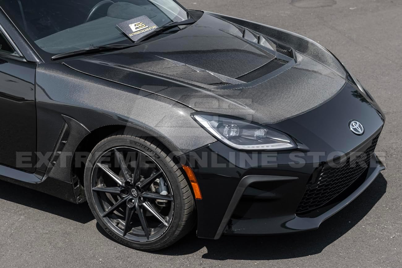 Replacement For 2022-Present Toyota GR86 & Subaru BRZ Models | JDM Factory Style Carbon Fiber Replacement Front Side Vented Fender Pair FENDER-920-BKCF