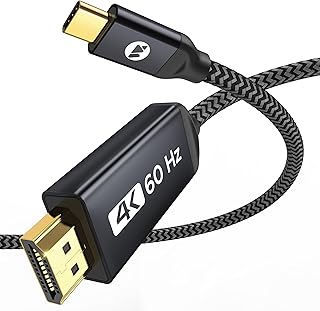 Warrky USB C to HDMI Cable 6ft, 4K@60Hz HDR [Aluminum Shell, Gold-Plated Plug] Braided Type C to HDMI 2.0 Cord, Thunderbolt 3/4 Compatible with iPhone 15 Pro, MacBook Pro/Air, Galaxy, Surface, iPad