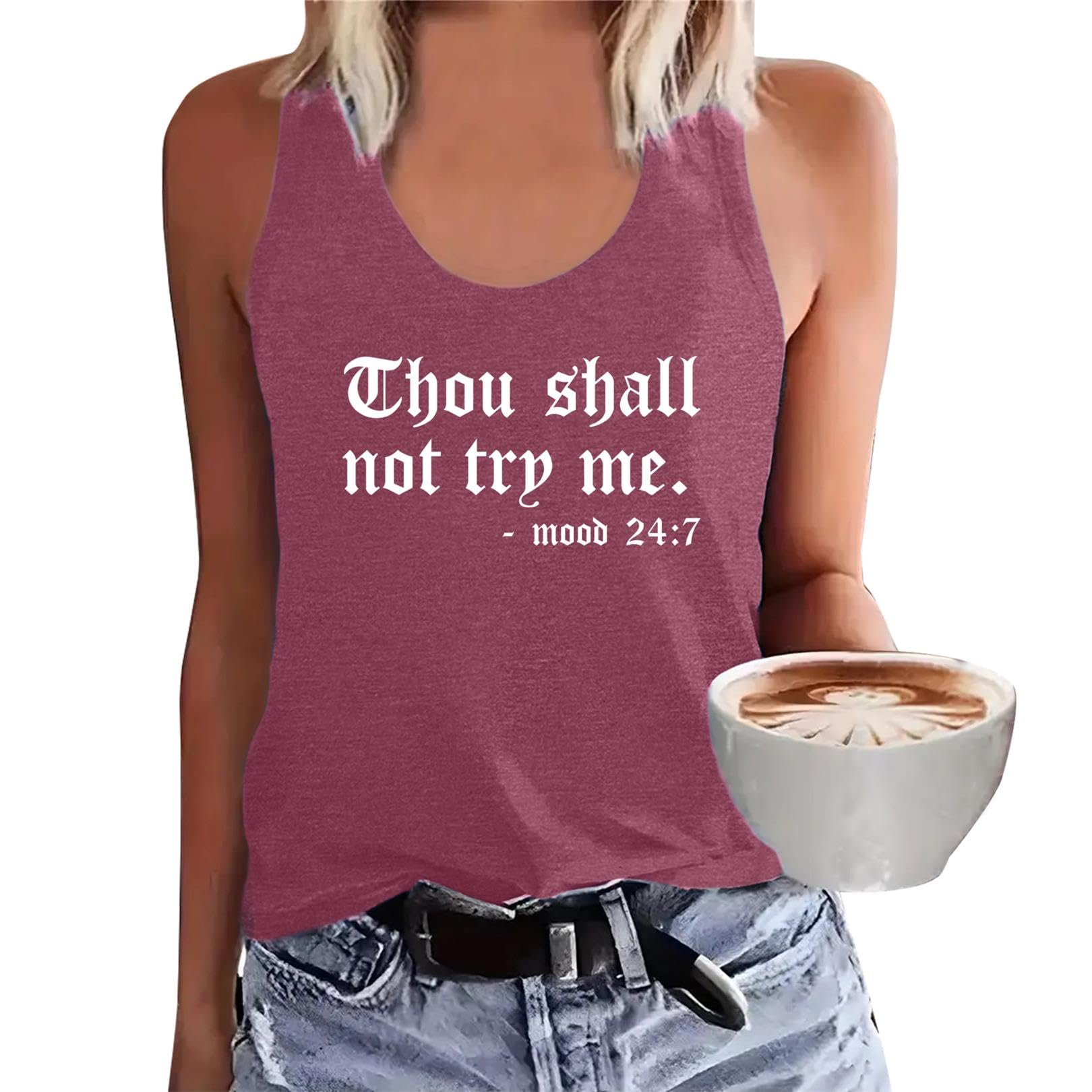 LOOKFACE Women Racerback Graphic Tank Tops Cute Cami Shirt