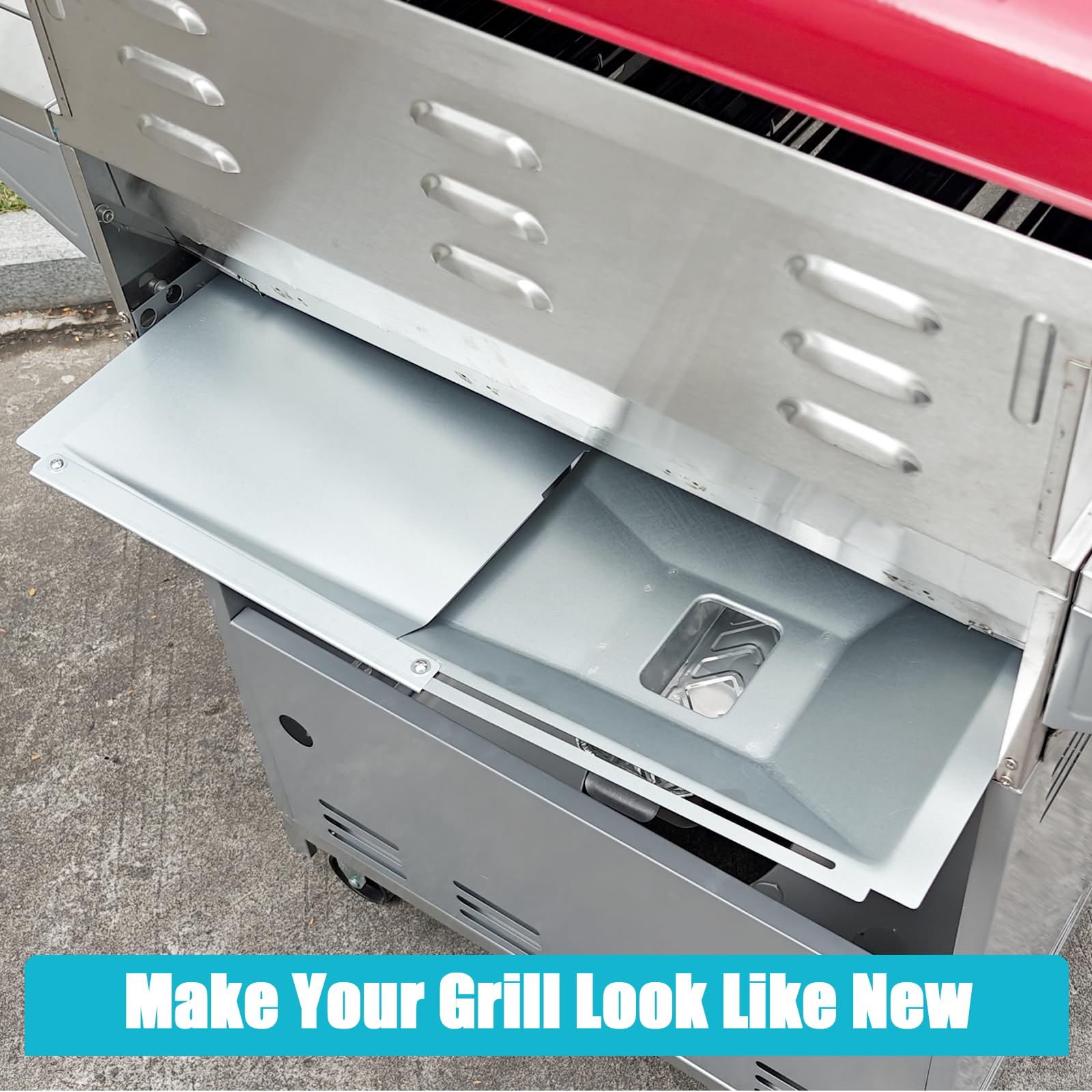 GRISUN Vaschetta di raccolta del grasso regolabile da 38 a 65 cm, universale con vaschetta di raccolta per barbecue a gas da 2 a 4 bruciatori, Charbroil, Dyna Glo, Nexgrill, Kenmore, Uniflame e molto