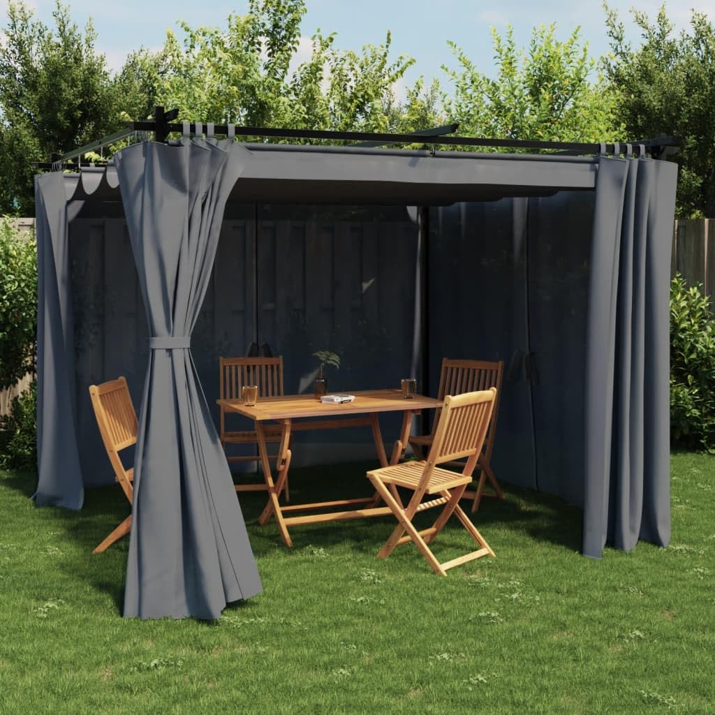 Pawilon z zasłonami antracyt 3 x 3 m stal