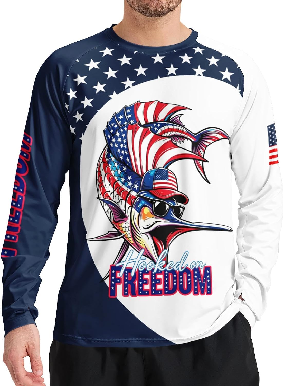 Funny Fishing Shirts for Men Thumbholes UV UPF 50+ Quick-Dry Sun Protection Rash Guard Shirt for Swimming Hunting